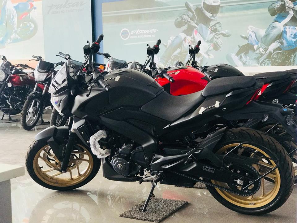 Bajaj motorcycle on display at Vasundhara Bajaj